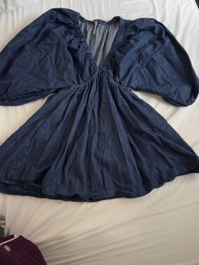 Free People Navy Blue Peasant Tunic Dress